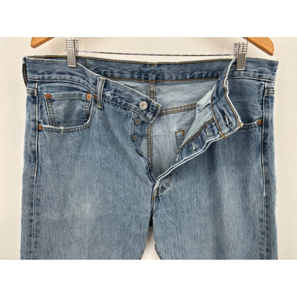 Levis 501 Men's 36x32 Jeans Faded Distressed Y2K era Grunge-Working Blue Denim